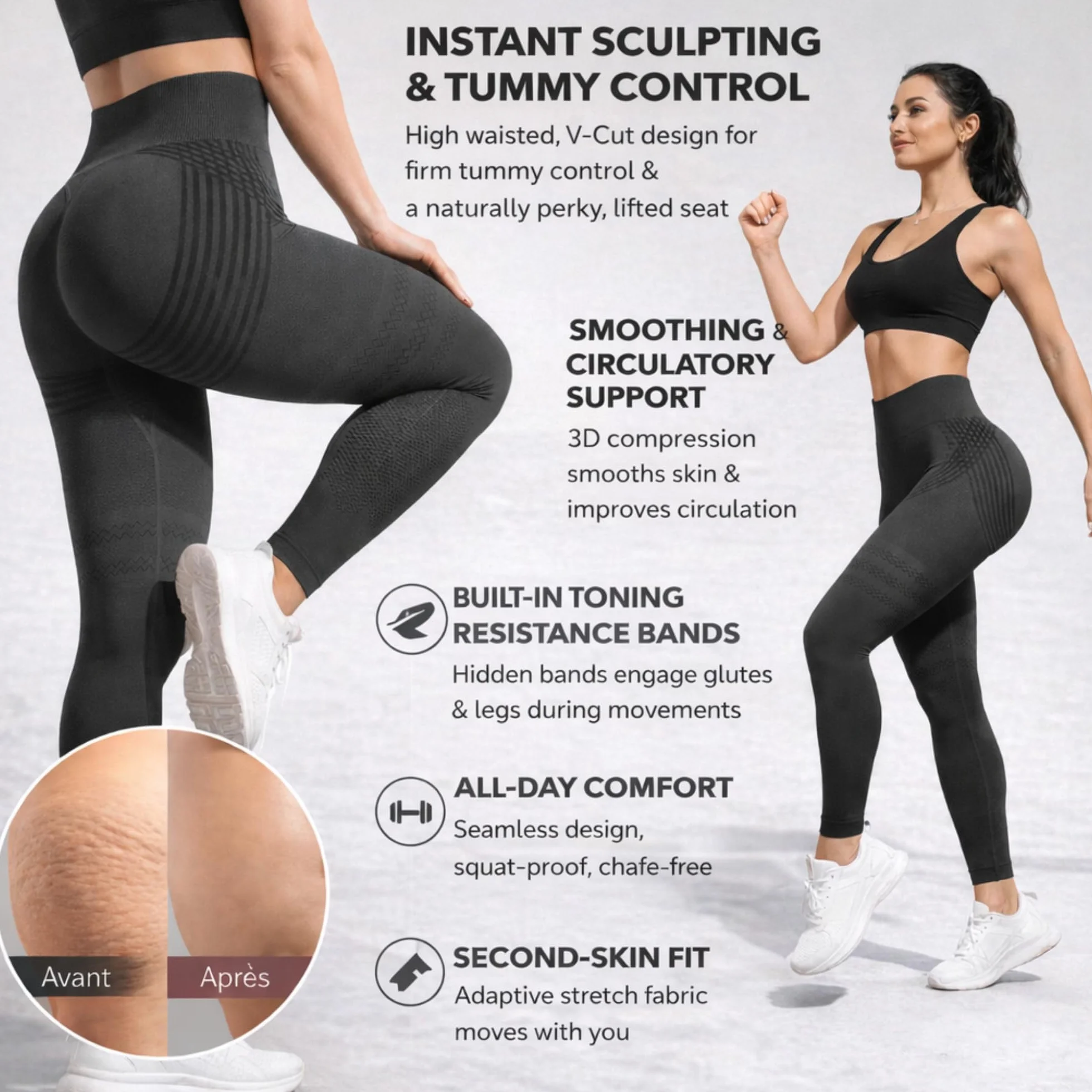 2 Pack Leggings 3D Anticelulíticos Mujer,Leggings Anticelulitis 3D Compresión Lipedema,Leggins Anti Celulitis Deportivos Push Up, Mallas Anticelulitis Mujer Reductores Lipedema