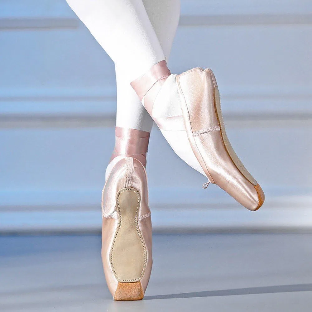 1 Par De Zapatos De Ballet para Adultos, Zapatos De Ballet con Tiras, Zapatos De Punta De Ballet con Cintas, Suela Dividida De Cuero Plano para Mujeres Y Niñas