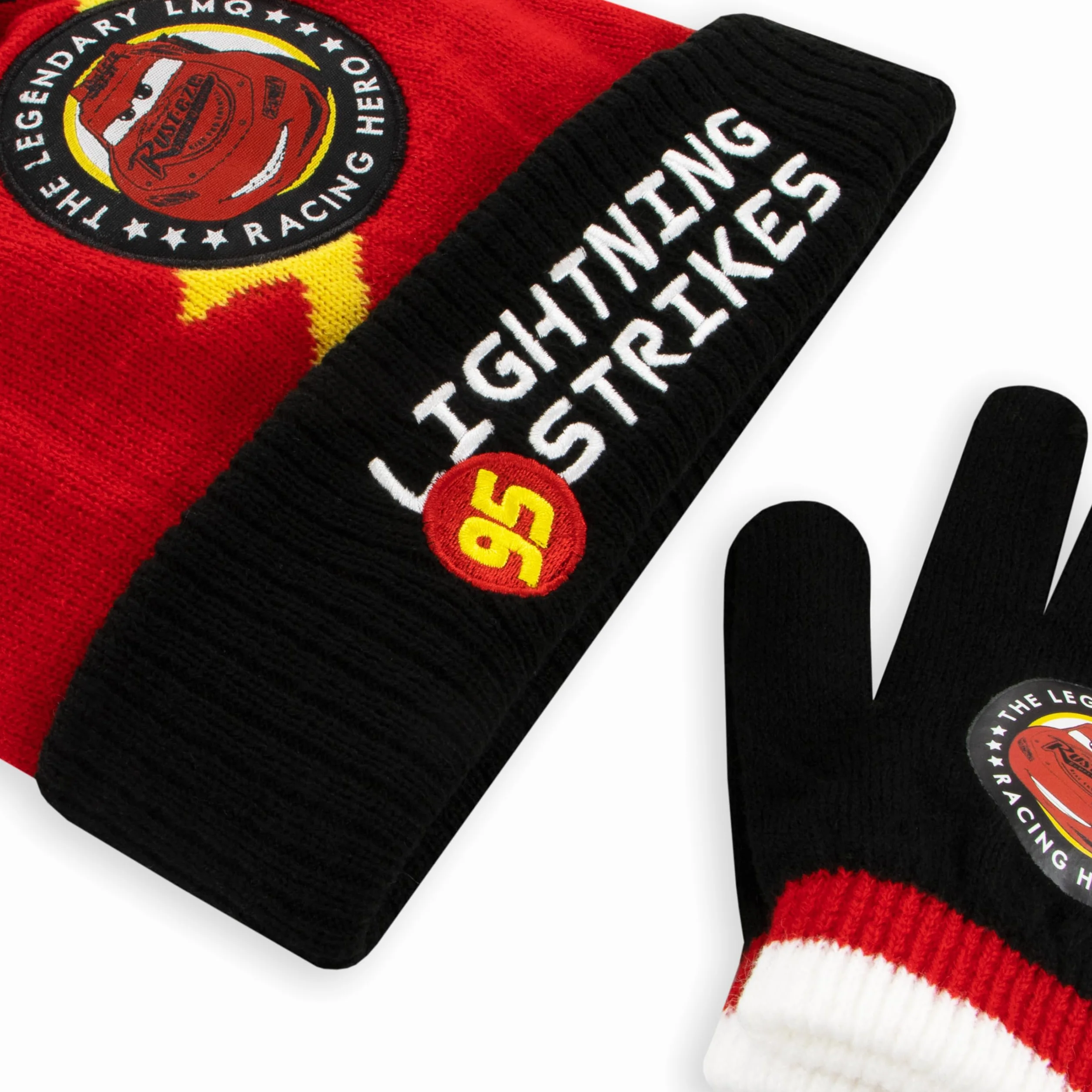 Disney Gorro De Invierno Guantes Y Sombrero Rayo McQueen | Gorro Y Guantes De Invierno Cars | Talla Unica Negro