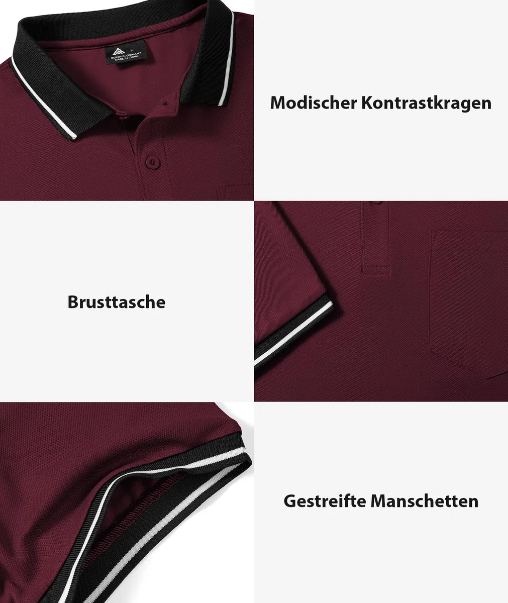 JACKETOWN 2 Pack Polos Hombre Manga Corta con Bolsillo Polo de Trabajo Transpirable de Secado Rápido Golf Hombre Camisa de Verano Slim Fit Camiseta Básica de Tenis