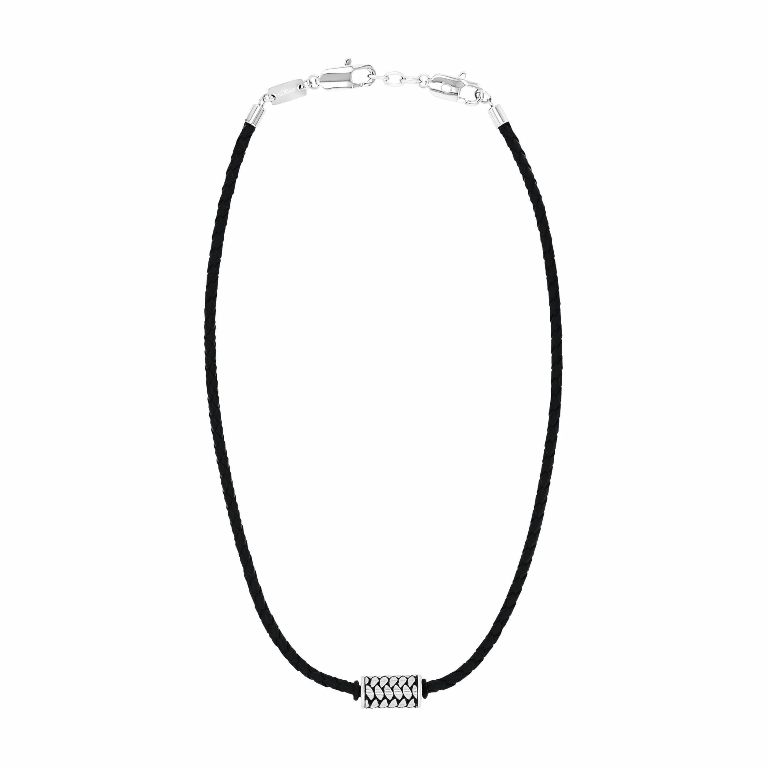 s.Oliver Cadena con colgante de acero inoxidable/cuero, collar infantil para niños, motivo, viene en caja de regalo de joyería