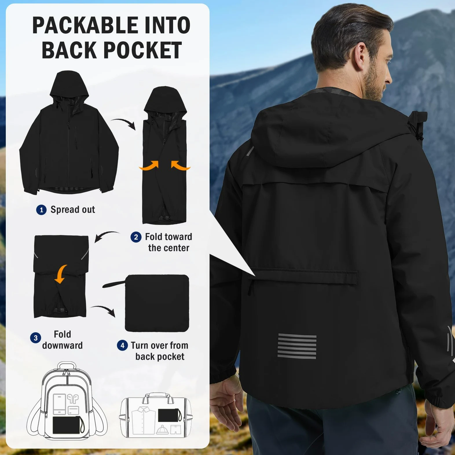 Chubasquero Chaqueta Hombre Poncho Impermeable Ligera Running Softshell Verano Senderismo