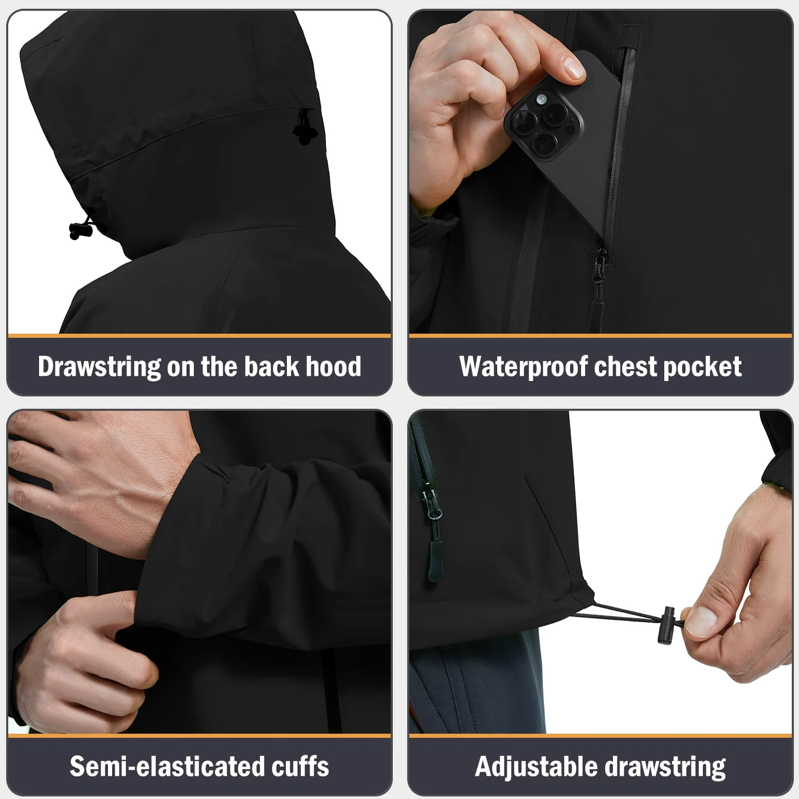 Chubasquero Chaqueta Hombre Poncho Impermeable Ligera Running Softshell Verano Senderismo
