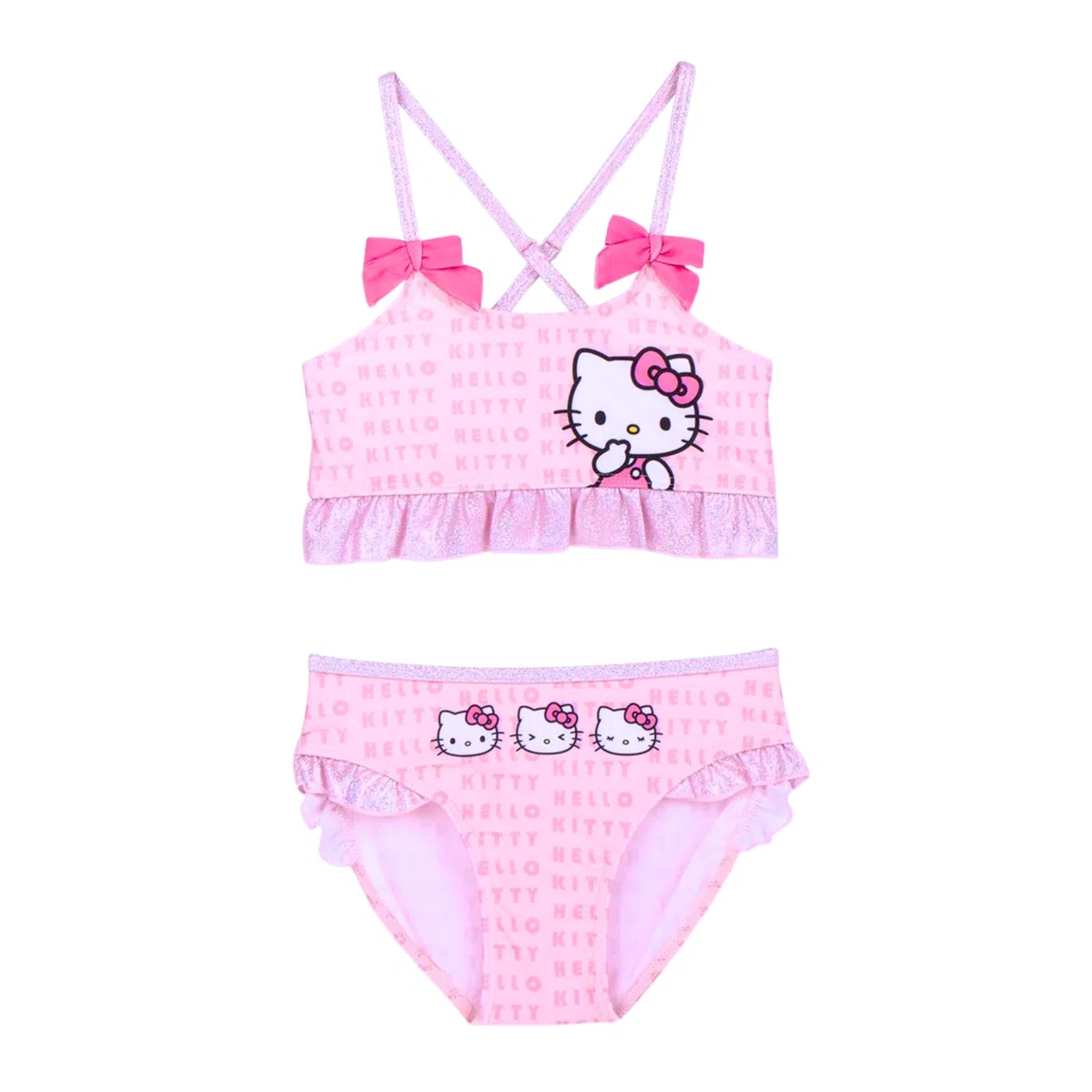 Hello Kitty Bikini para Niña, Bañador de Dos Piezas Verano Infantil, Tallas 3 a 7 Años