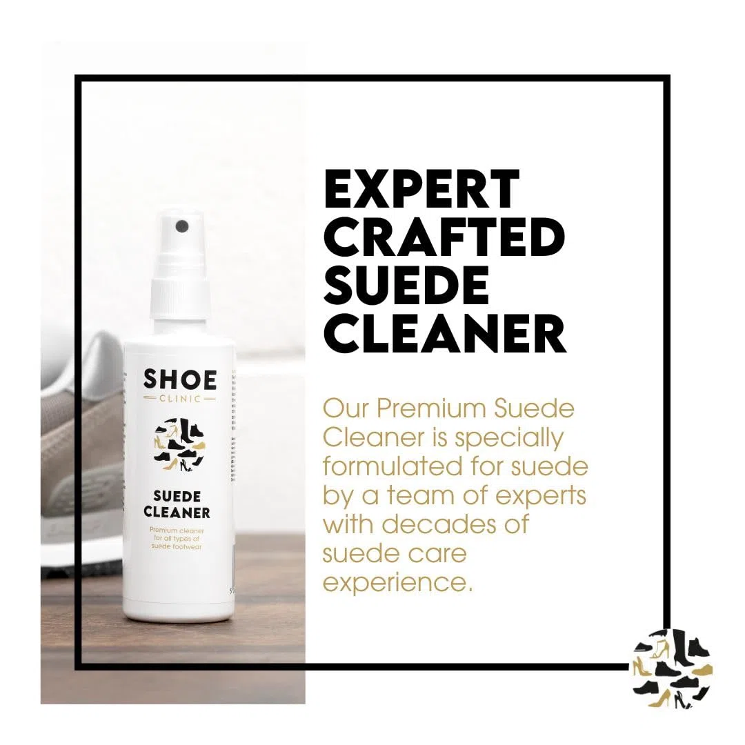 Shoe Clinic Kit de limpieza para gamuza y nobuk Limpiador y protector de gamuza en aerosol con cepillo | Limpia, protege e impermeabiliza zapatos, zapatillas y botas