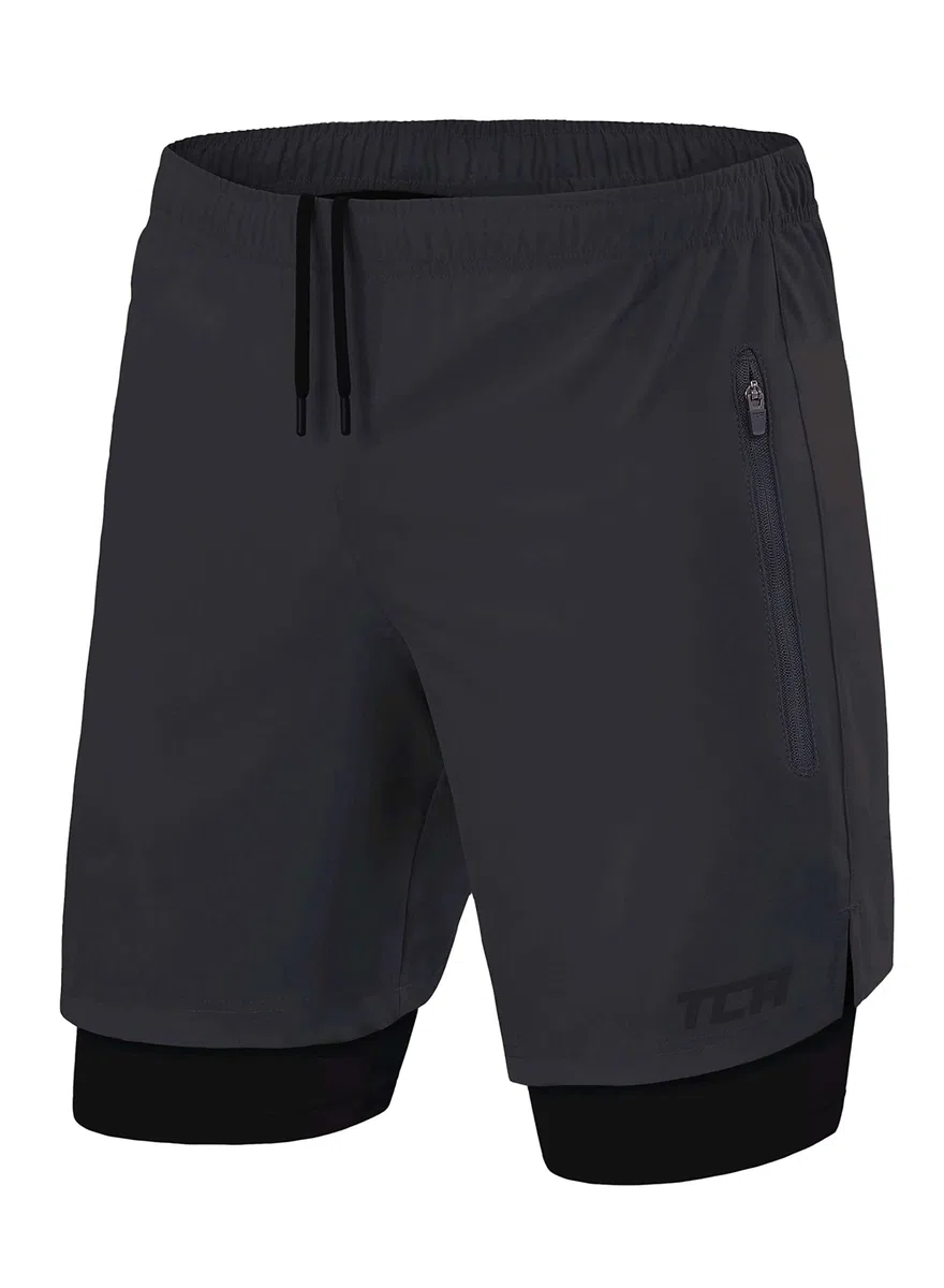 TCA Pantalon Corto Hombre Deporte con Bolsillos y Mallas - Pantalones Cortos Deporte Hombre para Running Gym Padel - Hombre 2 en 1 con Mallas Cortas y 2X Bolsillos con Cremallera