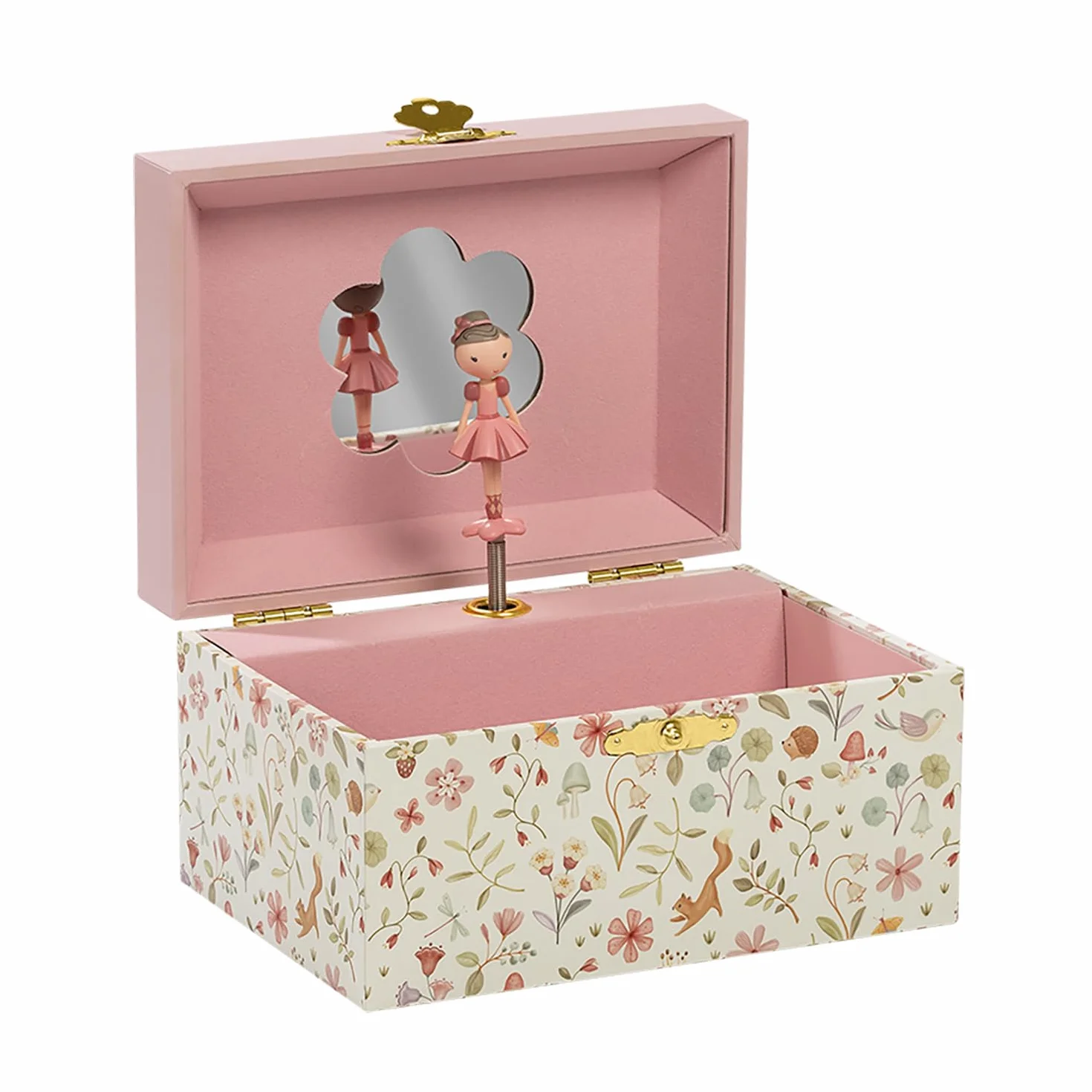 Little Dutch Joyero musical con caja de joyas y bailarina giratoria para niñas, color blanco con flores - Fairy Wonders - Jardín de hadas
