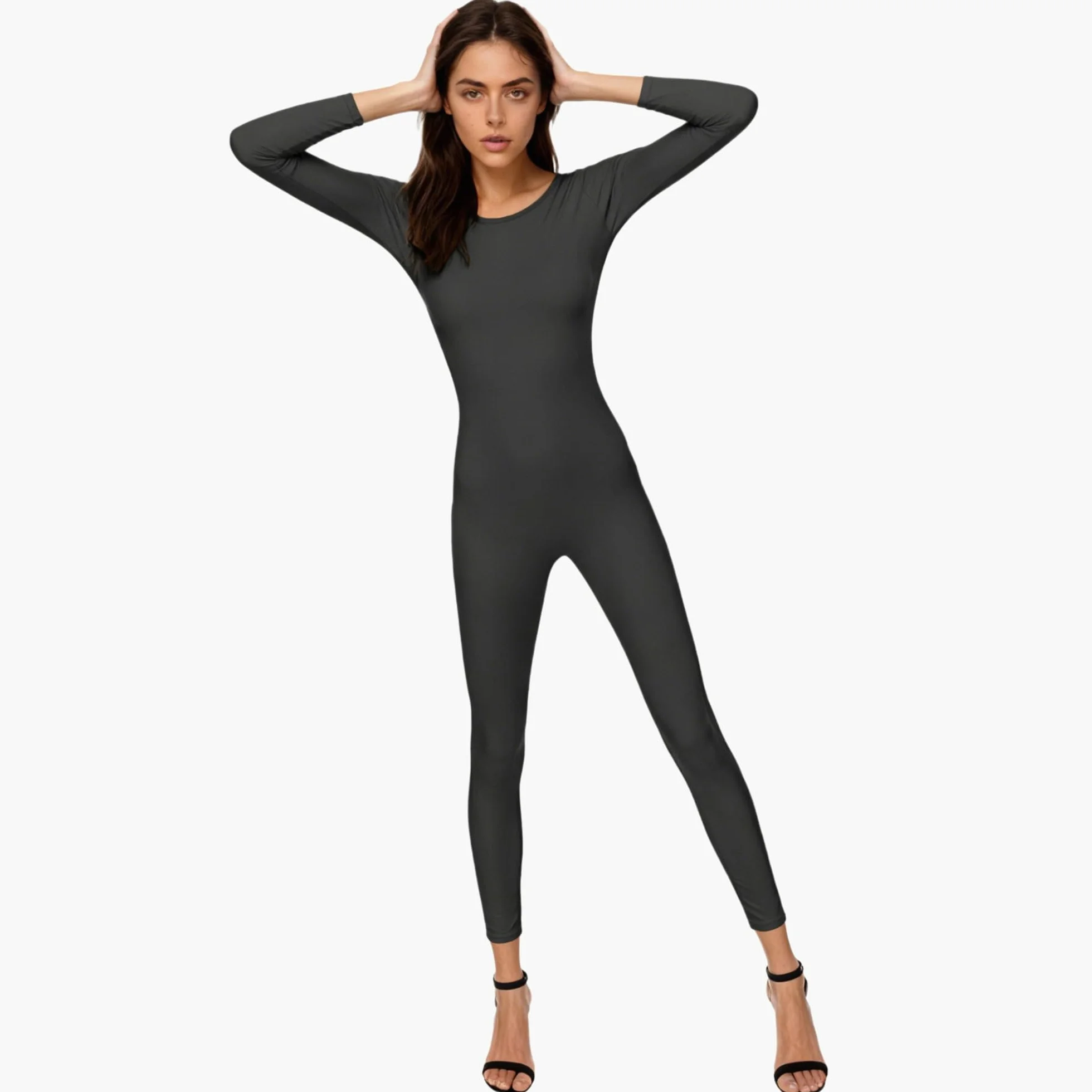 Carnavalife Maillot de Danza Ballet Mujer, Mono de Cuello Redondo con Manga Larga, Body Ajustado de Cuerpo Completo de Gimnasia Rítmica Leotardo de Patinaje