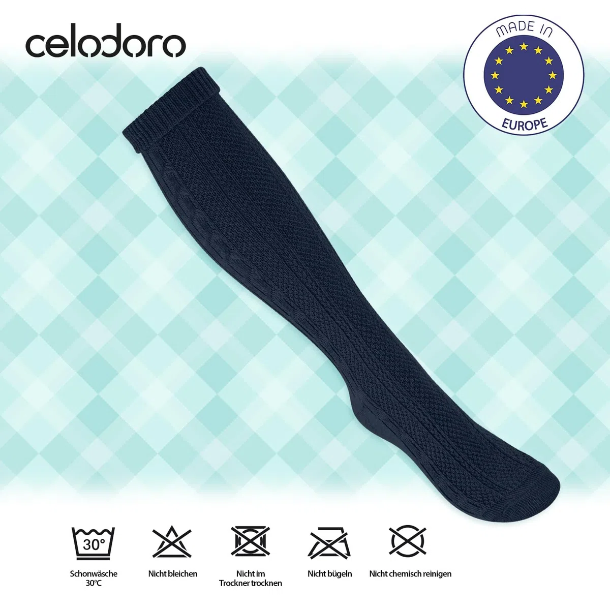 Celodoro Medias para traje tradicional para hombre y mujer (2 pares) con sobre