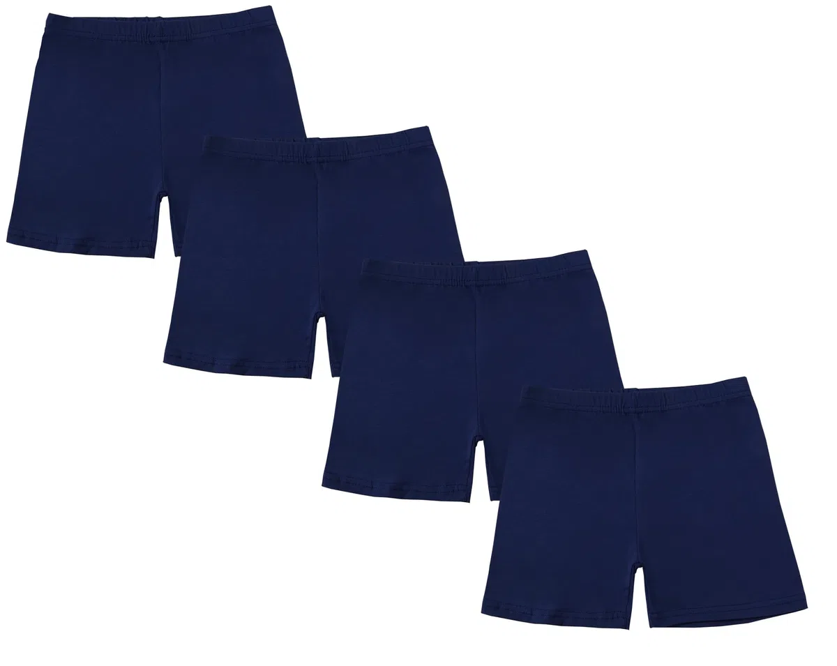 CHUNG Pantalones cortos de algodón para niñas pequeñas, para bailar, yoga, jugar, debajo del vestido, uniforme escolar, ropa básica de verano, paquete de 4