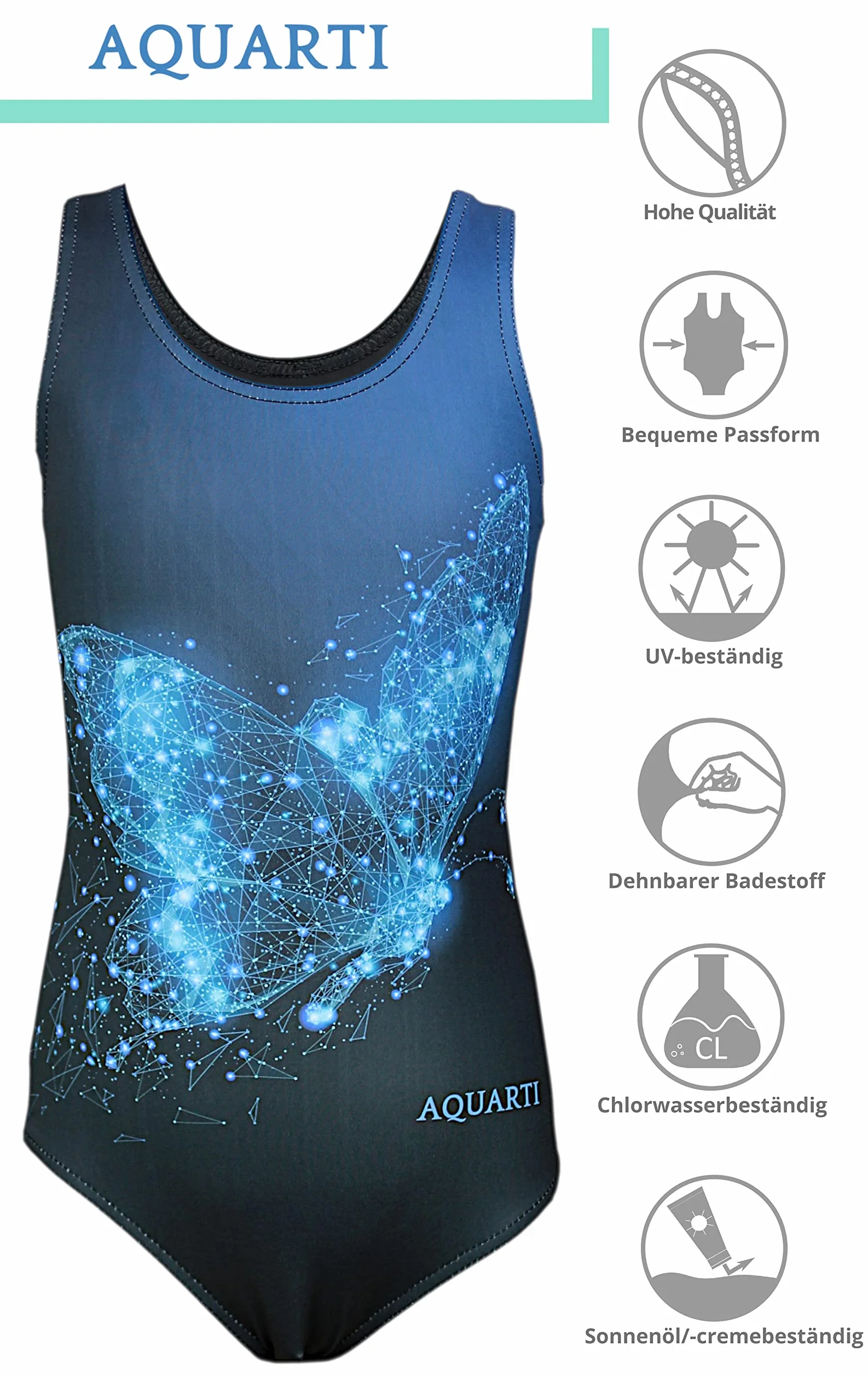 Aquarti Bañador Niña con Estampado y Espalda Nadadora