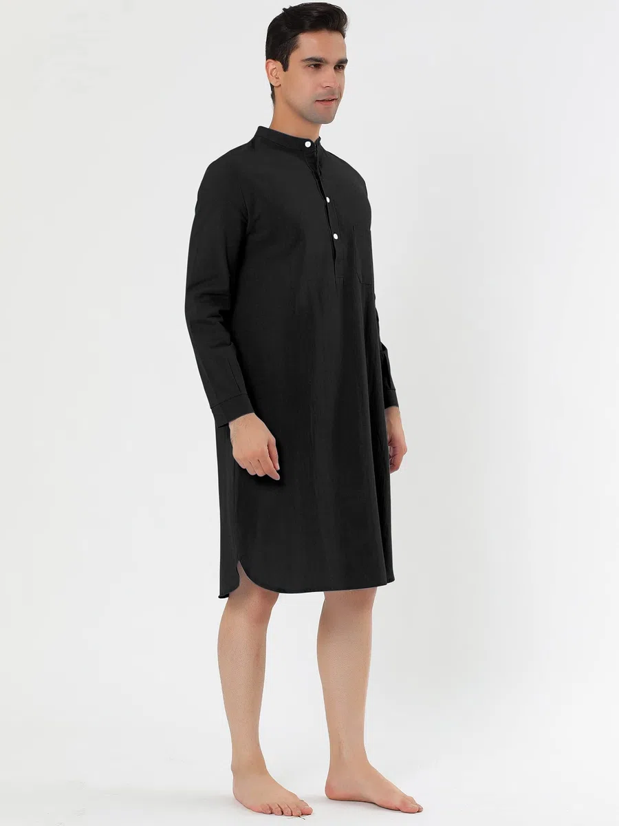 Camisón para Hombre Lars Amadeus de Algodón Cuello con Bandas Henley Pijama