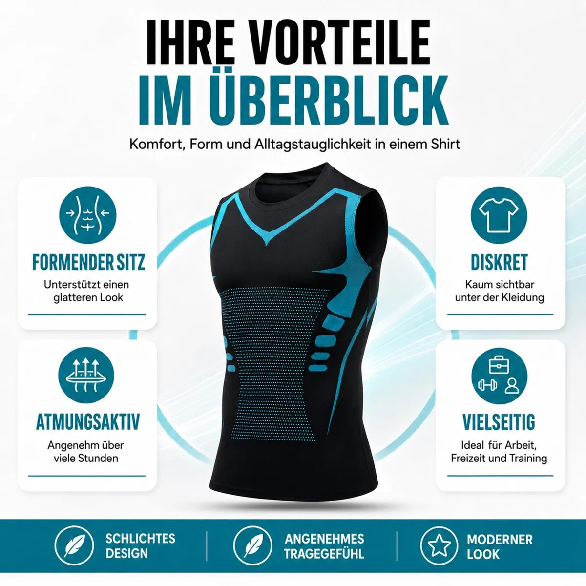 Nelyora Camiseta Reductora Hombre | Shaping Men's Underhemd, Bauchweg Men, Por fin, un día en el que no piensas en tu barriga