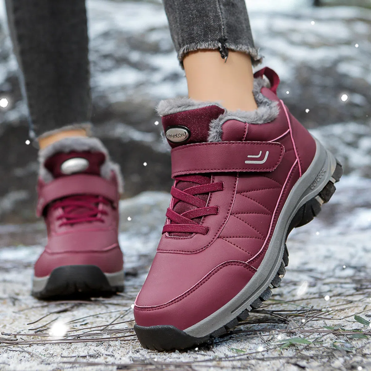 Generisch Zapatillas deportivas de invierno para hombre y mujer, botines cómodos, antideslizantes, ortopédicos, zapatos de invierno, ligeros, cortos, antideslizantes, botas anchas, botas cortas de