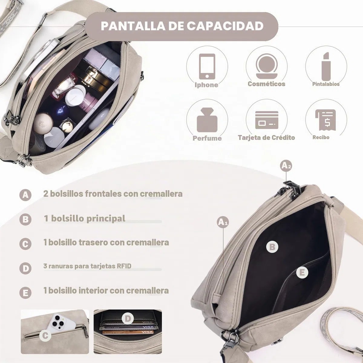 MUIIKOLA Bolso de mano para mujer, bolso de mano para mujer, bolso mediano para mujer, bolso de mano, bolso de mano para mujer, correa ancha suave