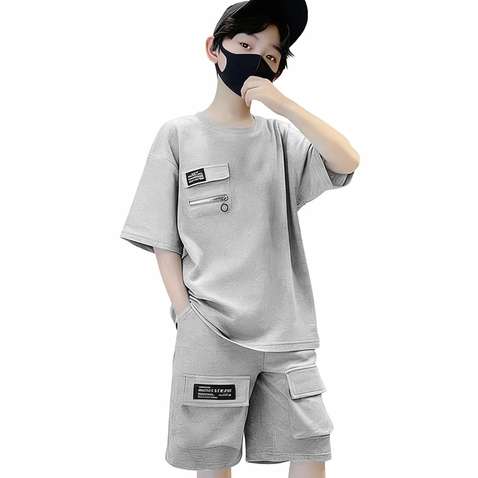 Niños Conjunto Deportivo de Verano Chándal Transpirable Conjunto Informale 2 Piezas Camiseta de Manga Corta + Pantalones Cortos