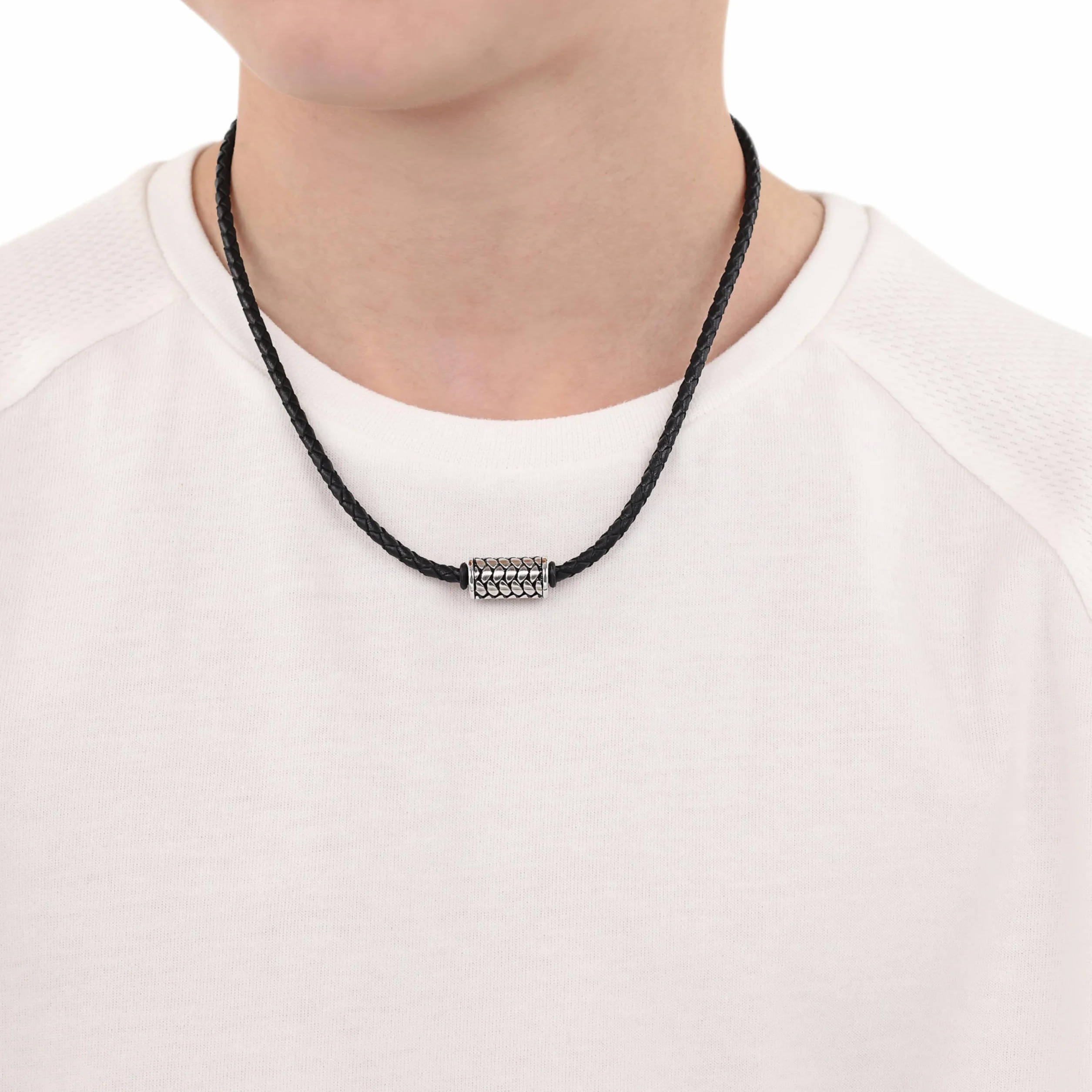 s.Oliver Cadena con colgante de acero inoxidable/cuero, collar infantil para niños, motivo, viene en caja de regalo de joyería