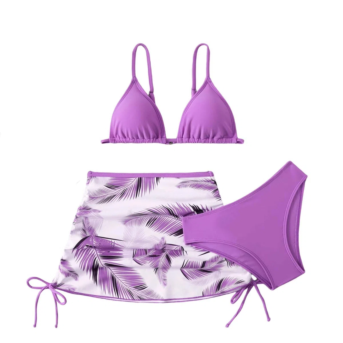 Conjunto de Bikini para Niña 3 Piezas 3-12 Años Traje de Baño Niña Adolescente Natacion Bañador Piscina Trikini Tankini Deportivos Elegante Triangular y Bragas con Falda Sólido Vacaciones Playa
