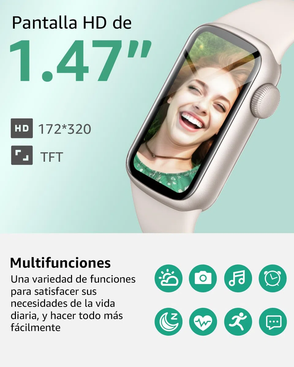 IMFRCHCS Smart Watch,con Pantalla Táctil de 1.47",137+Modos de Deporte Fitness Watch con Pulsómetro Monitor de Sueño, Contador de Pasos,IP68 Waterproof Activity Trackers para Mujeres Hombres