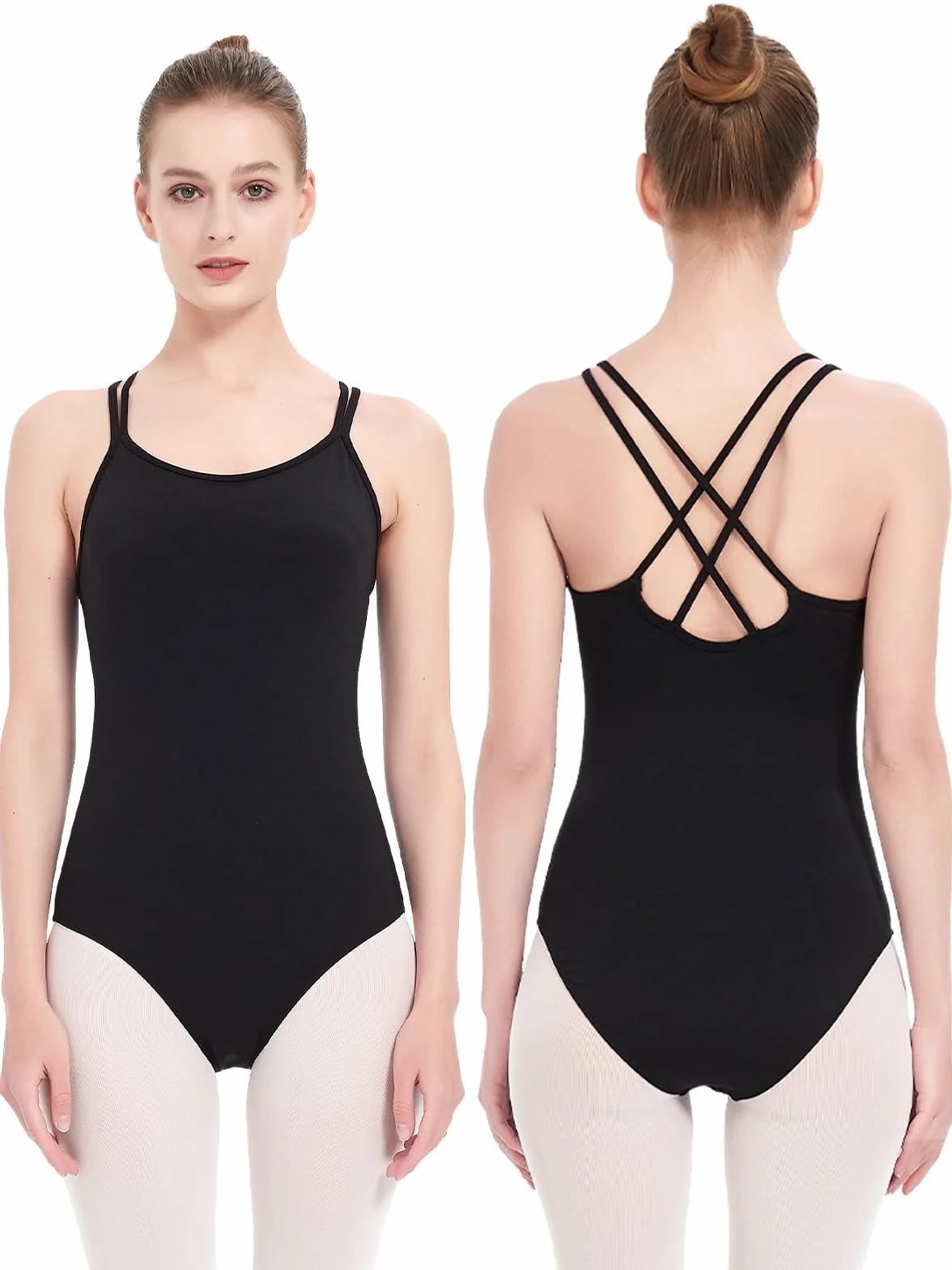 Maillot camisola para mujer, para baile, ballet, gimnasia, color negro, de alta elasticidad, leotardos de baile
