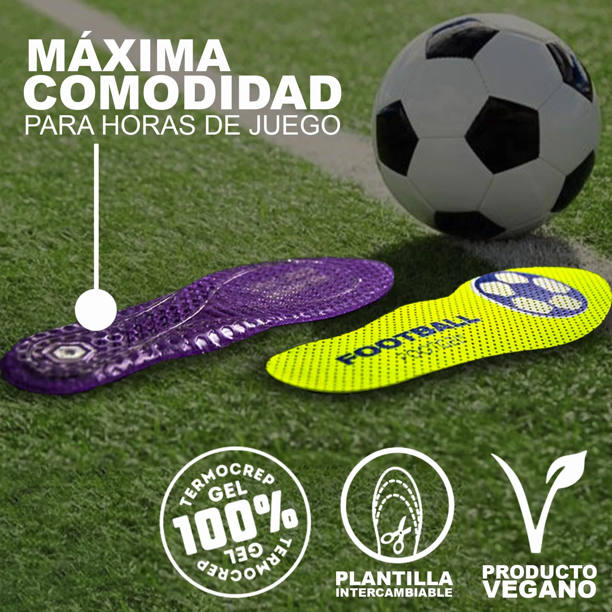 Plantillas Botas de Futbol | Plantillas Gel Deportivas Hombre/Mujer Transpirables, Cómodas | Estabilizadoras, Previenen Lesiones, Dolores en Pies, Rodillas y Lumbares | Tallas 43 a 47