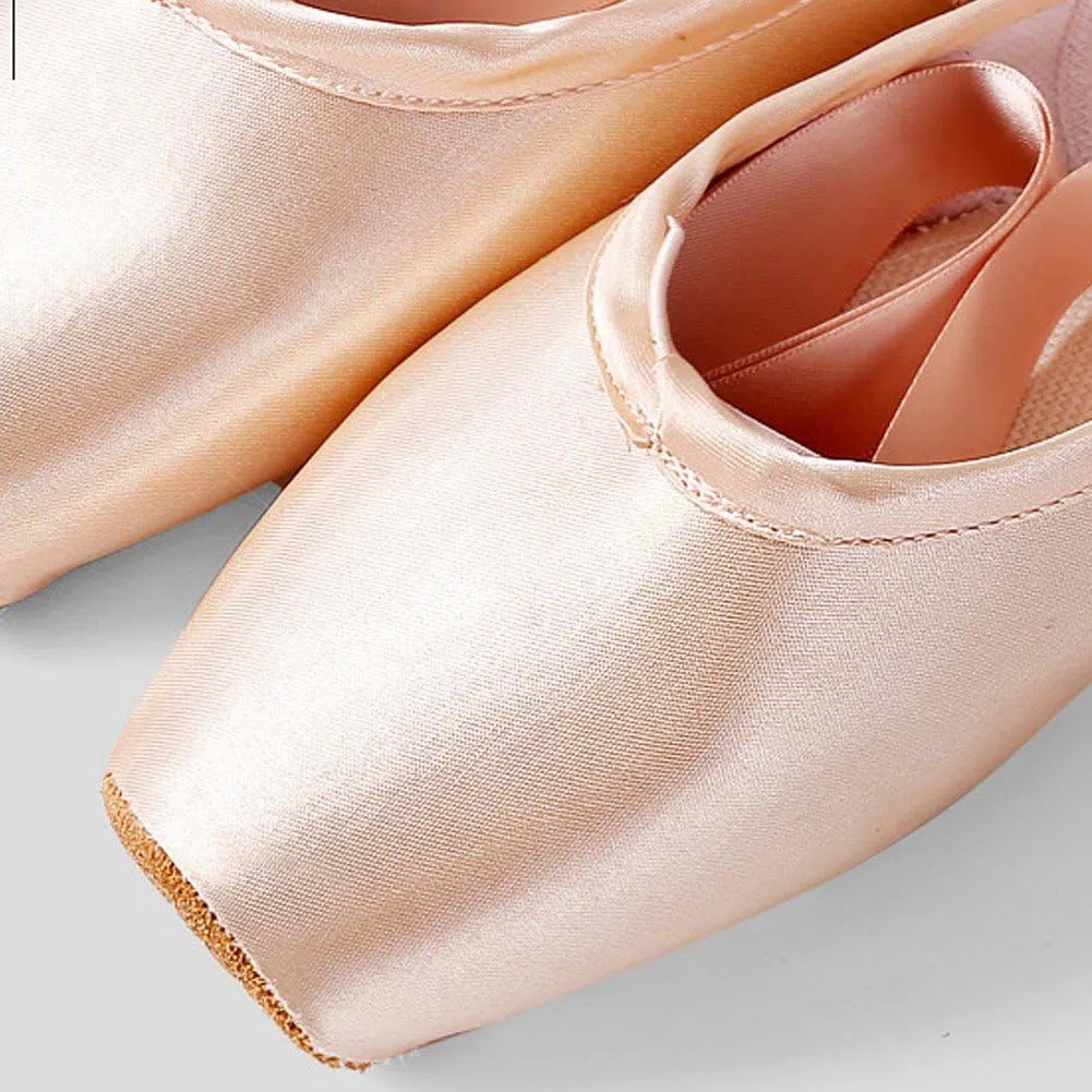 1 Par De Zapatos De Ballet para Adultos, Zapatos De Ballet con Tiras, Zapatos De Punta De Ballet con Cintas, Suela Dividida De Cuero Plano para Mujeres Y Niñas