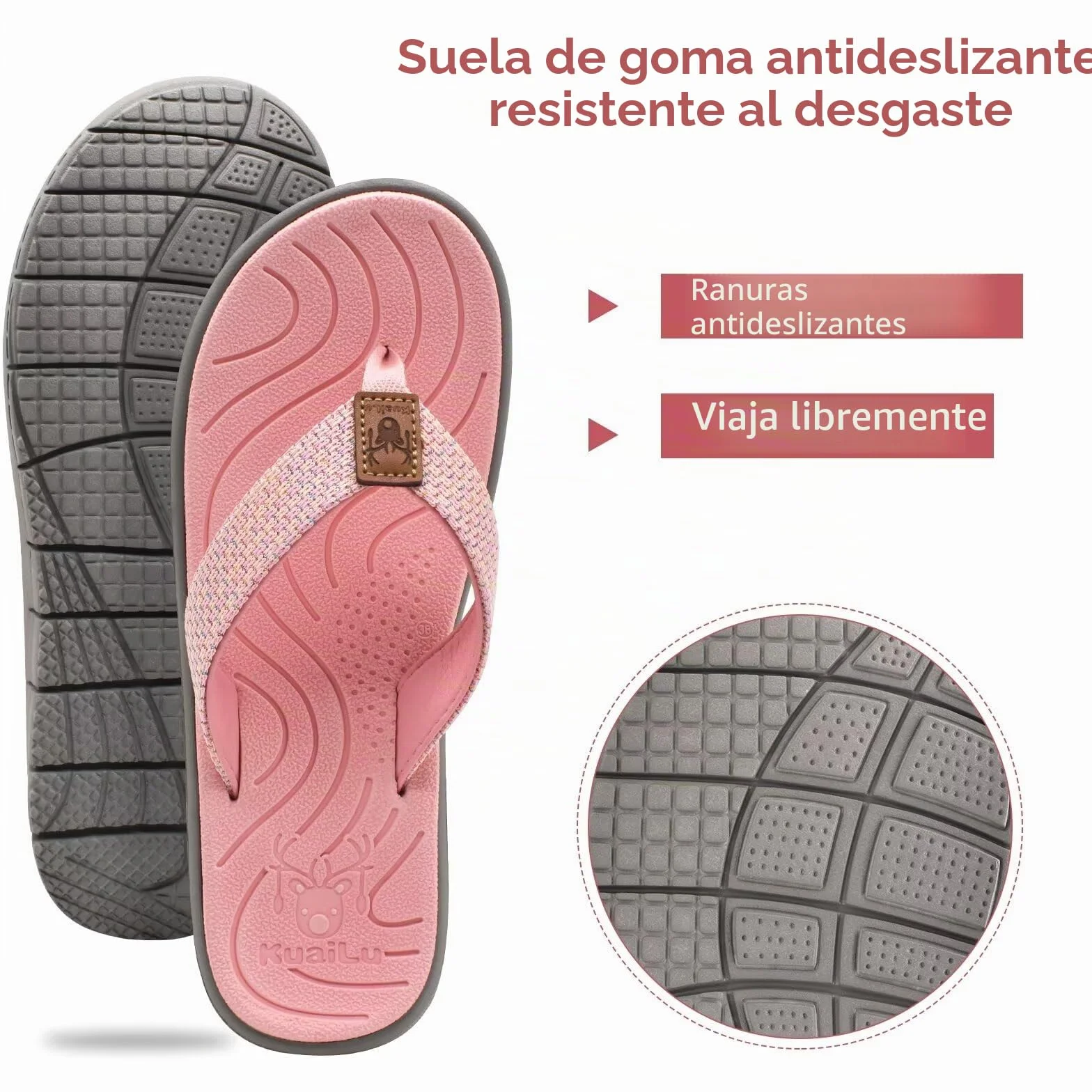 KuaiLu Chanclas Mujer Verano Playa Piscina Comodas Piel Sandalias Planas Caminar Ortopedicas Zapatos