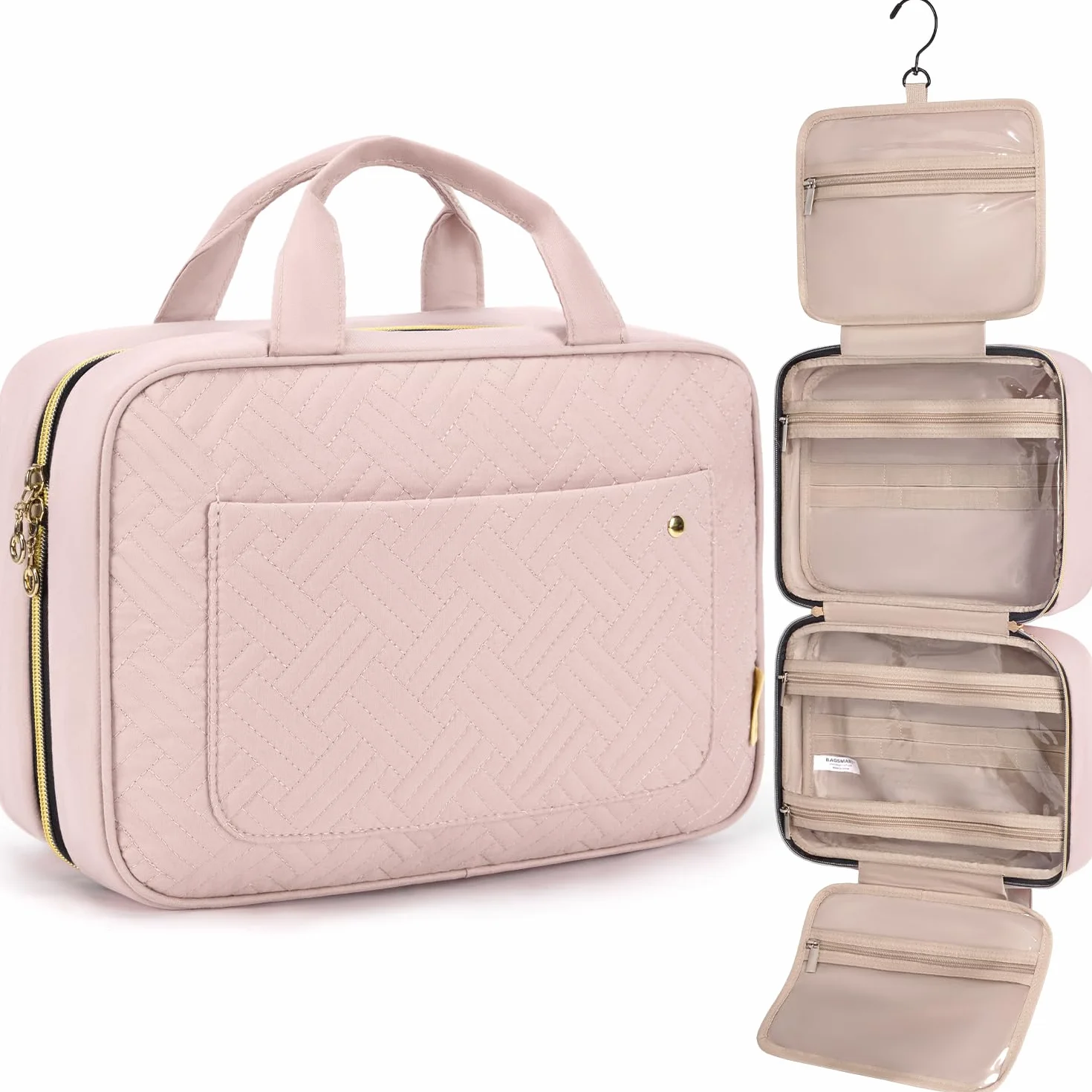 BAGSMART Neceser Viaje Bolsa de Aseo de Viaje Impermeable Neceser Maquillaje con Gancho para Colgar
