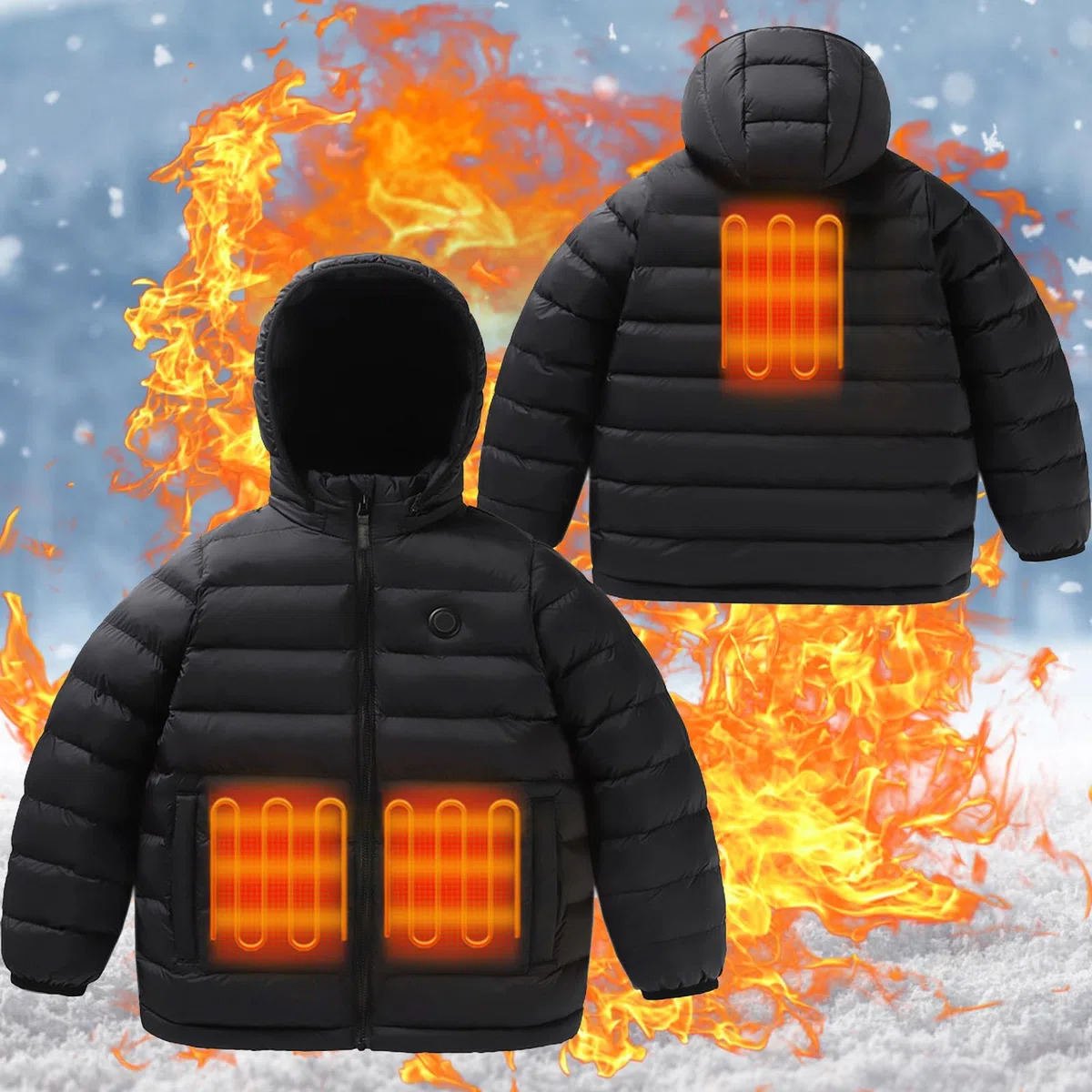 Chaqueta Calefactable Niños,Talla Grande Cálido Abrigo Calefacción 3 Temperaturas de Calentamiento Chaquetas Térmico USB Eléctrico Heated para Actividades Al Aire Libre Invierno