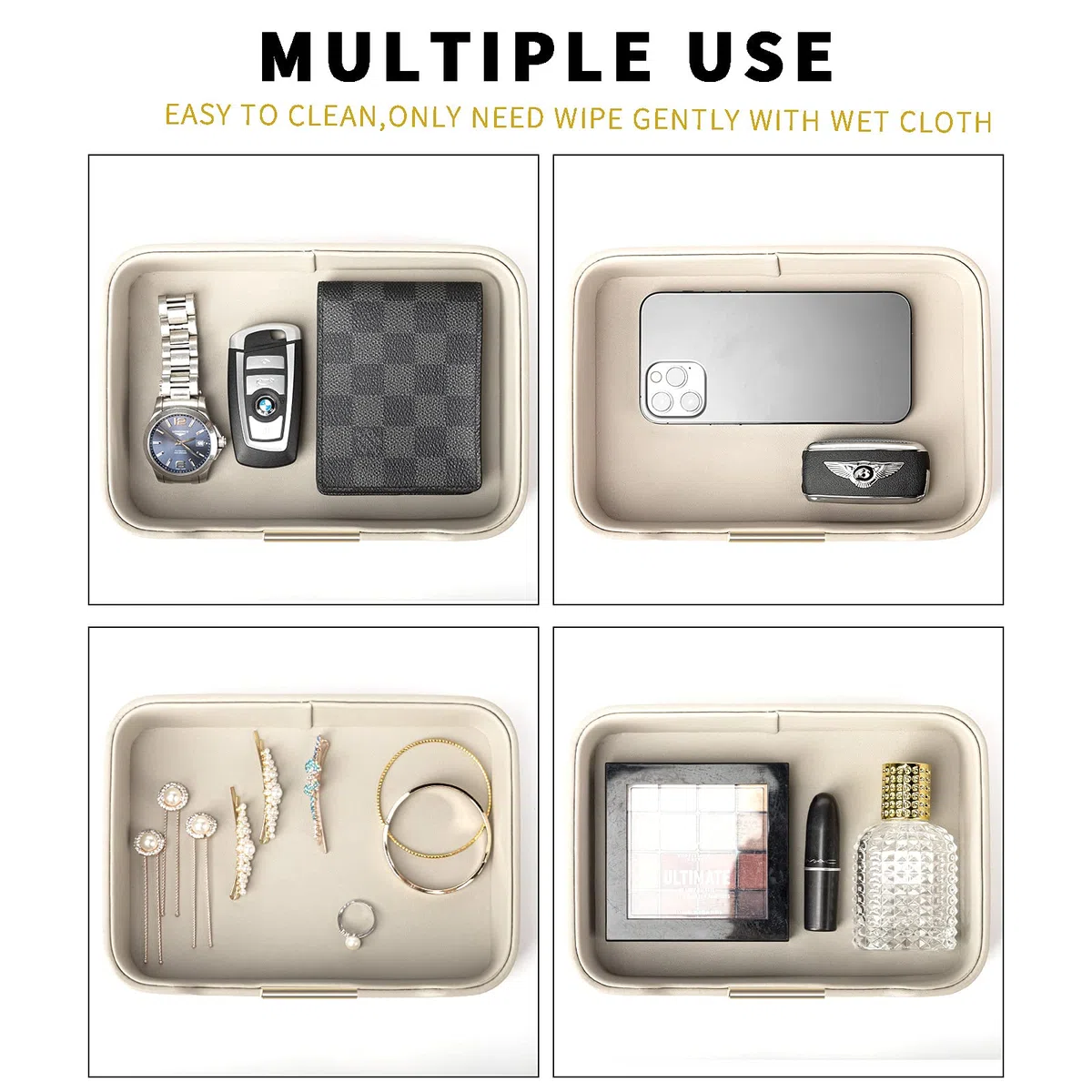 SANZIE Bandeja de Cuero de Lujo, Organizador de Escritorio, Bandeja Decorativa para Mesa de Entrada, para Guardar Joyas, Relojes, cosméticos, Llaves, teléfono, Cartera, Accesorios para el hogar y la