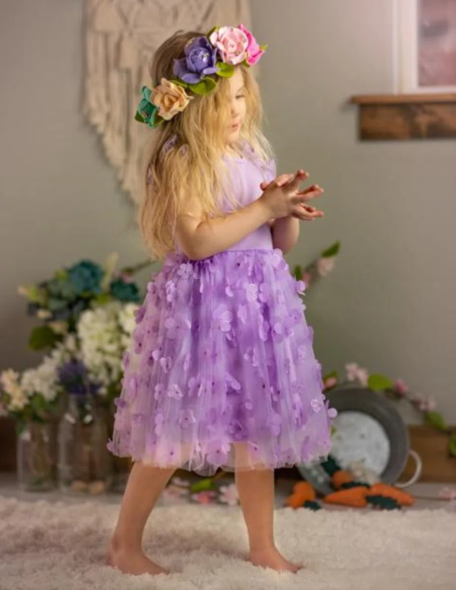 Arshiner Vestidos para Niña Vestido de Tul Mangas Voladoras Vestido de Princesa Vestido Festivo Tutú Vestido Infantil Vestido de Fiesta de Algodón Vestido de Cumpleaños Boda Verano 2-7 años