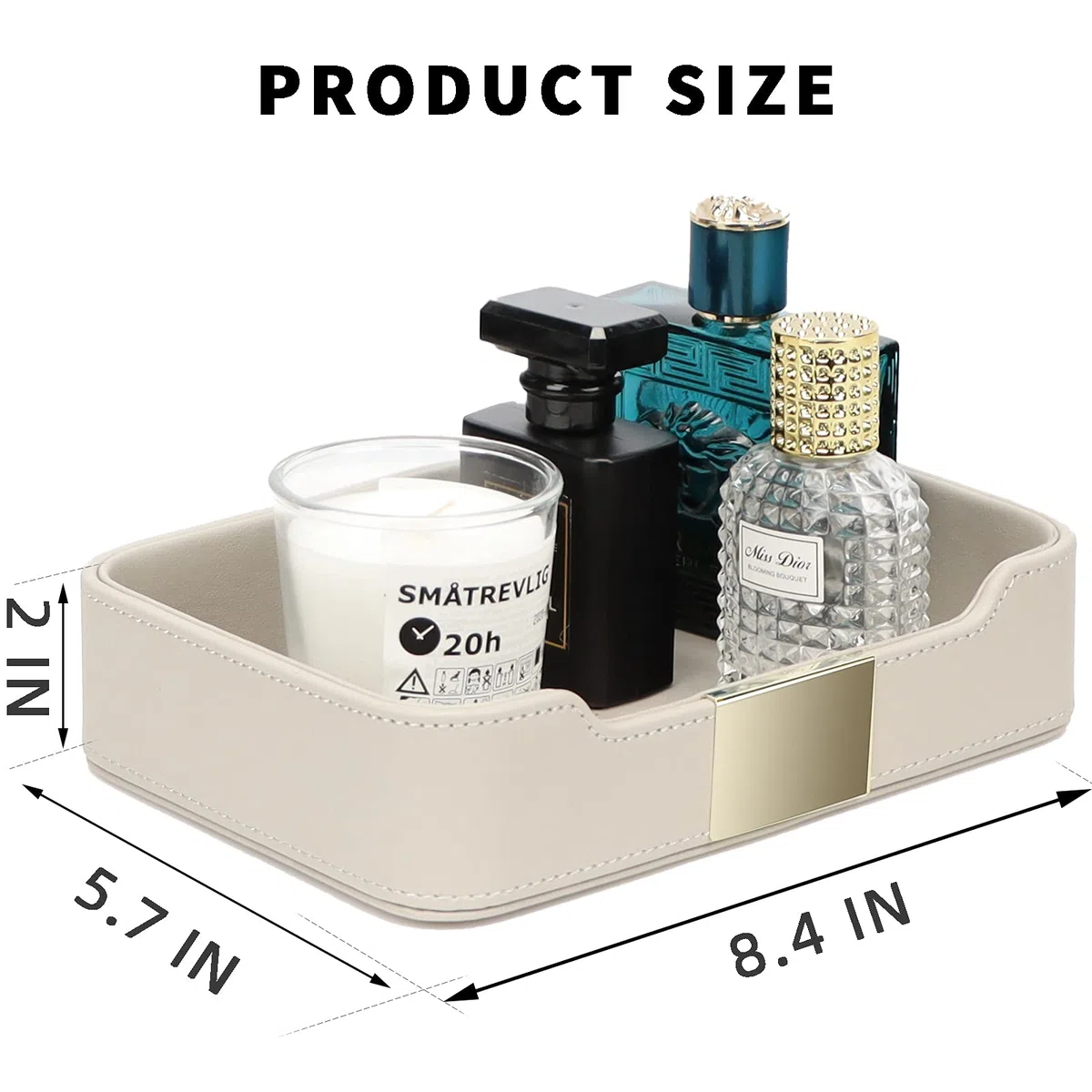 SANZIE Bandeja de Cuero de Lujo, Organizador de Escritorio, Bandeja Decorativa para Mesa de Entrada, para Guardar Joyas, Relojes, cosméticos, Llaves, teléfono, Cartera, Accesorios para el hogar y la