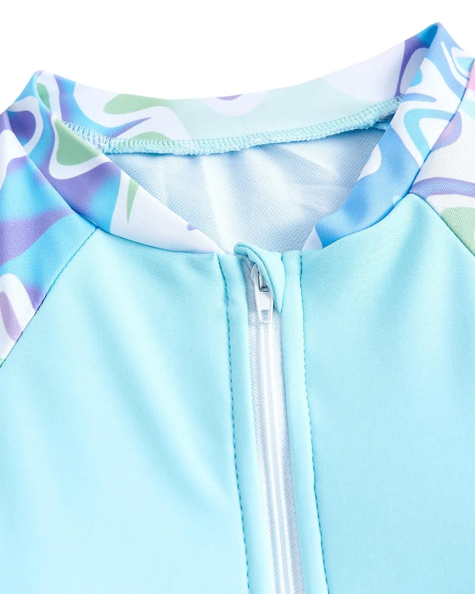 Bañador Niña con Sujetadores Acolchados, Traje De Baño Manga Larga Niña, De Dos Piezas UV Proteccion Solar para Adolescentes Chicas, 8-13 Años