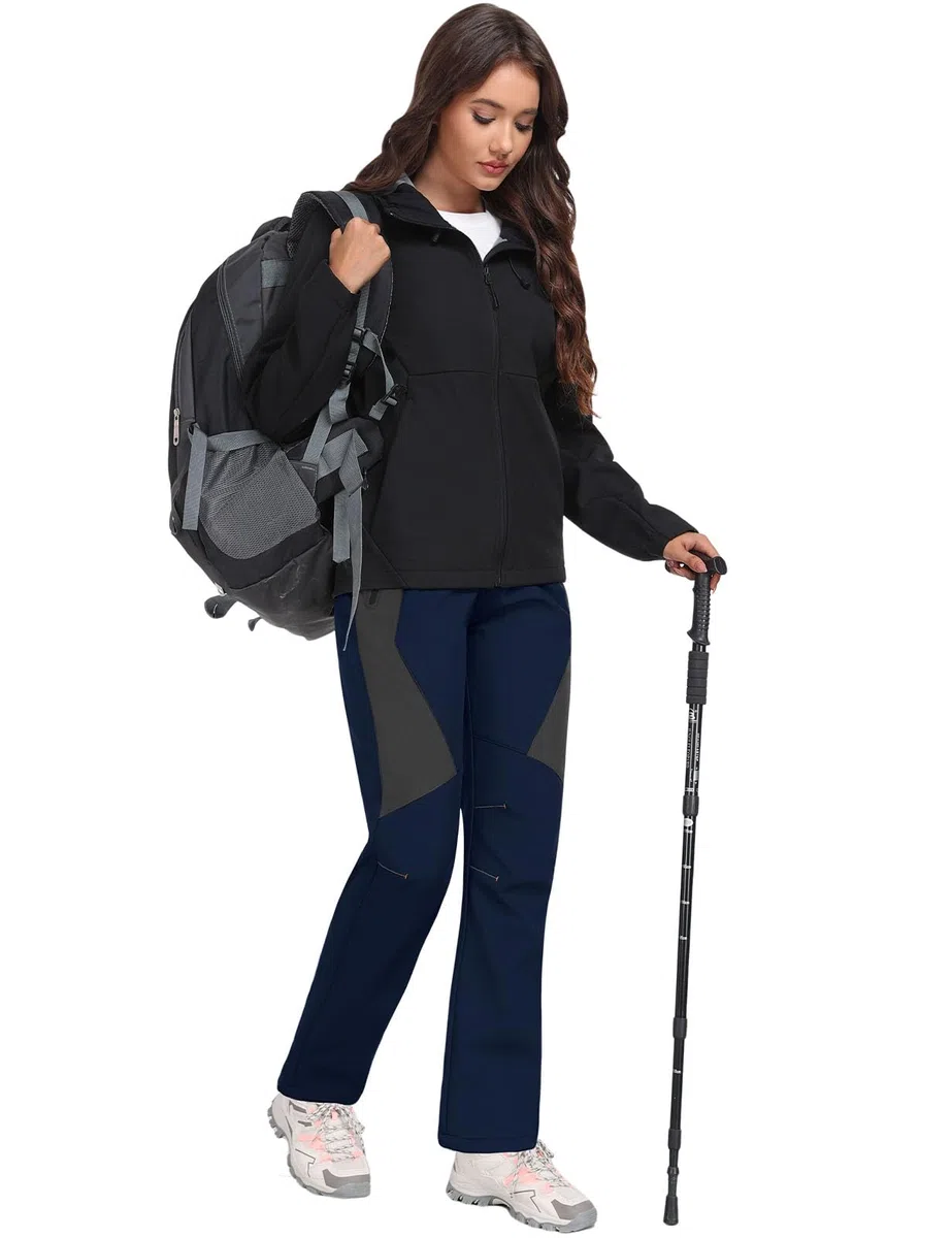 Pantalones Trekking Mujer Invierno Impermeables Montaña Senderismo Termico Pantalon Nieve Ski Esquí Polar Forrado Aire Libre Pantalón de Trabajo Escalada Softshell