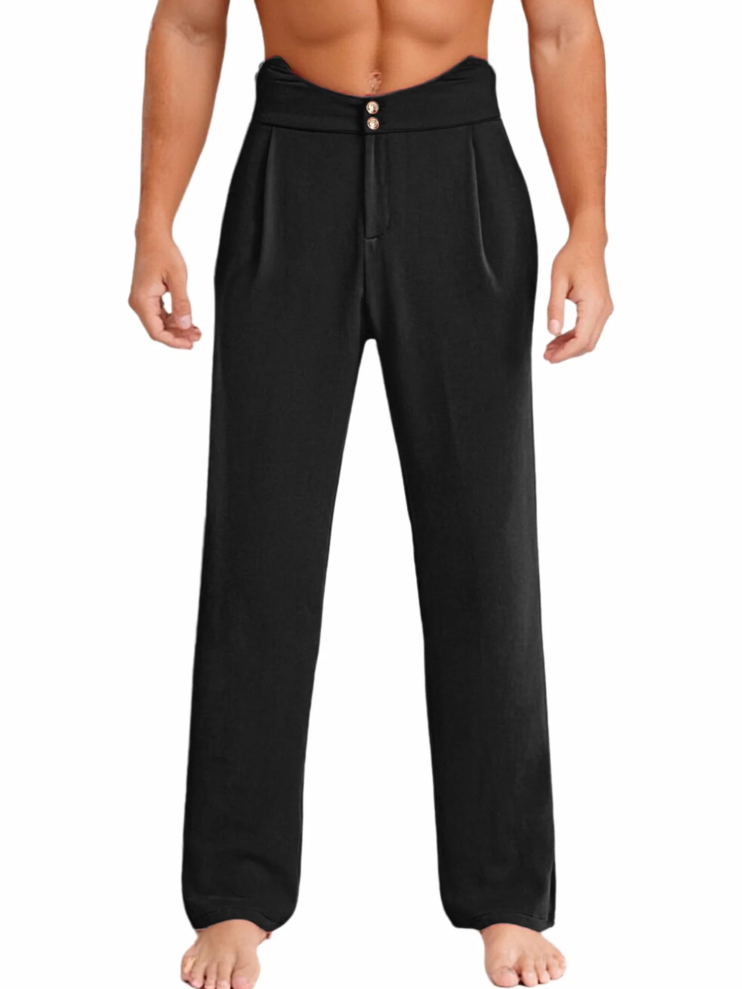 Choomomo Pantalones de baile para hombre, largos, rectos, pantalones de baile estándar, cintura alta, pantalones de jazz, actuaciones escénicas, competición, salón de baile